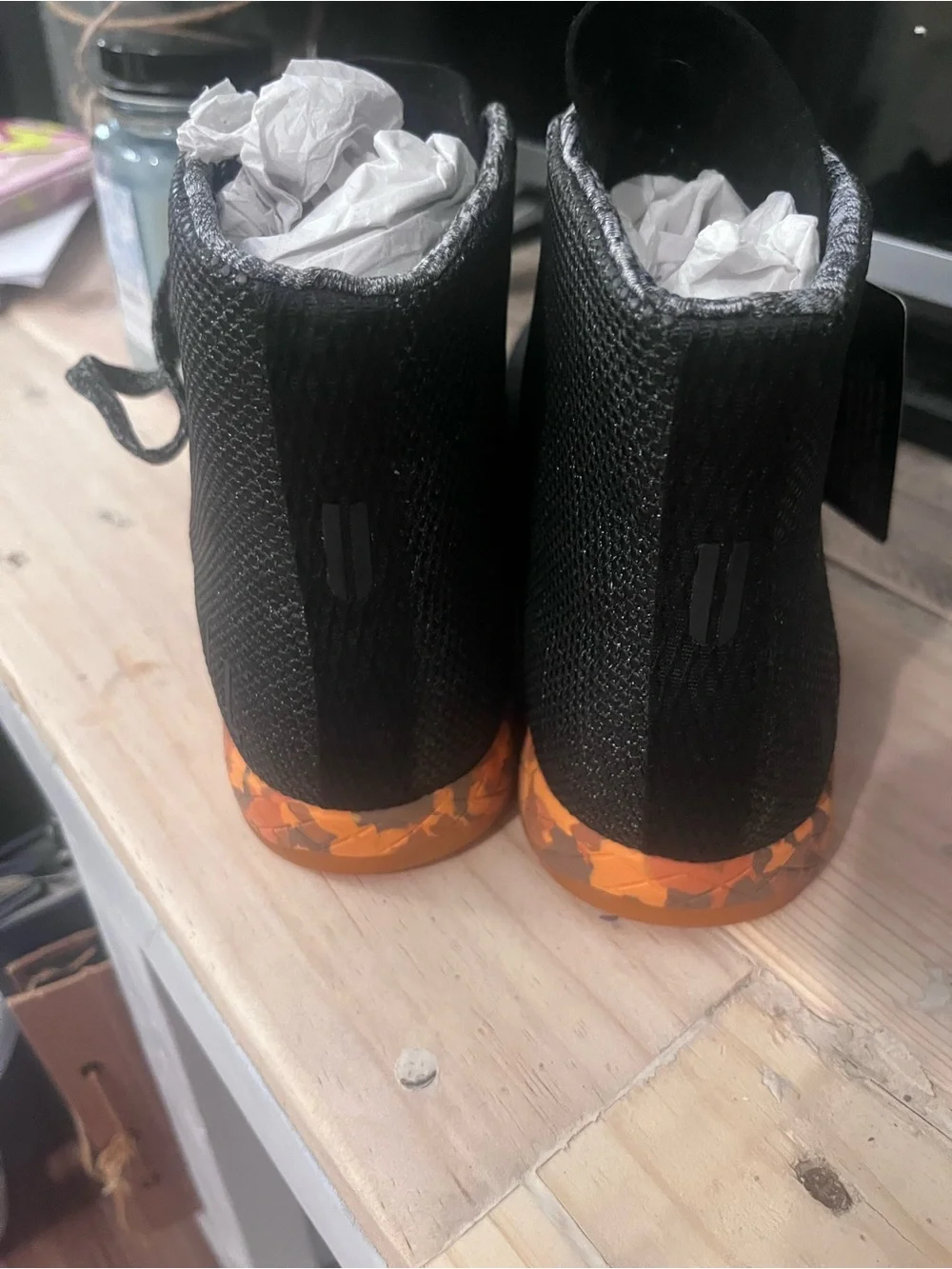 NOBULL Black Knit High-Top Trainers with Orange Sole
